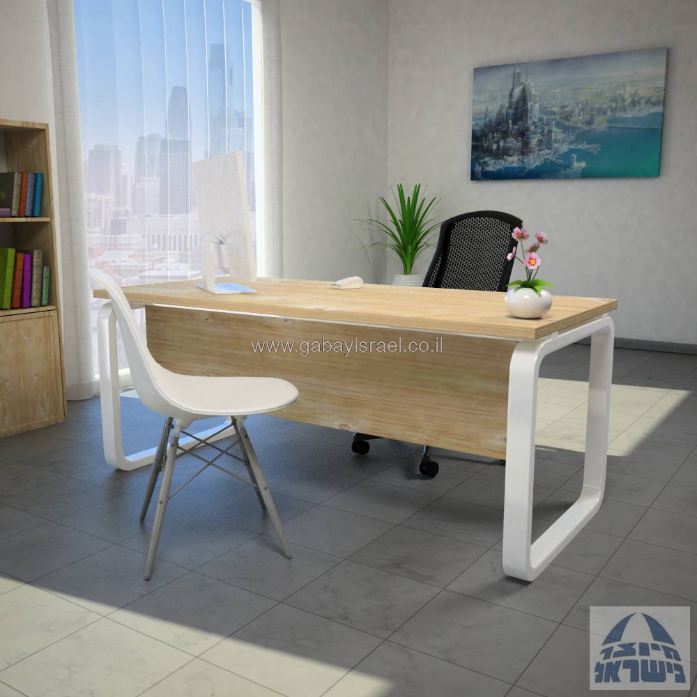 שולחן כתיבה  OLA רגל בצבע לבן כולל מסתור מלמין