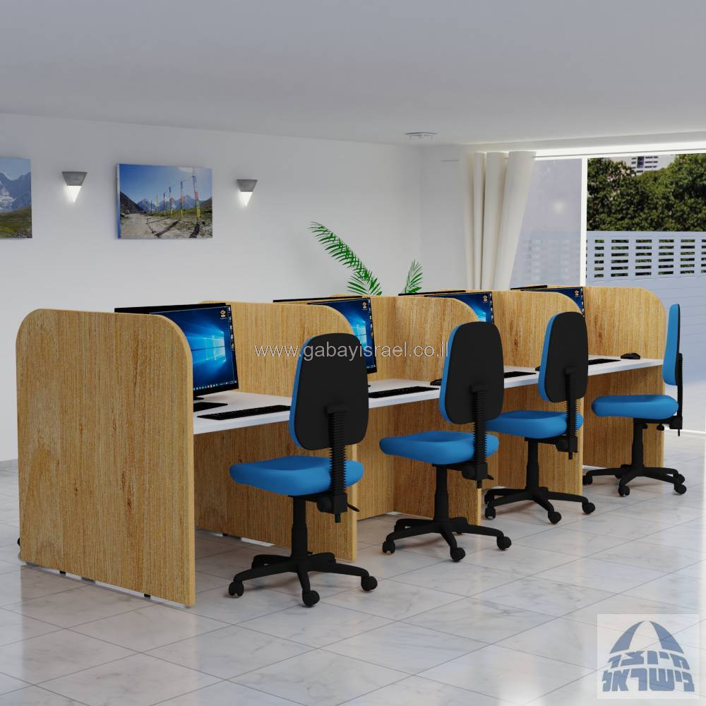 עמדת טלמרקטינג ל 8 עובדים - דו צדדית הכל 28 מ''מ עם פינות מעוגלות