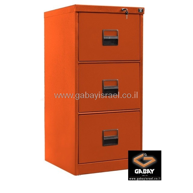 תיקייה 3 מגירות לתליית תיקי סופר פייל  בצבע כתום