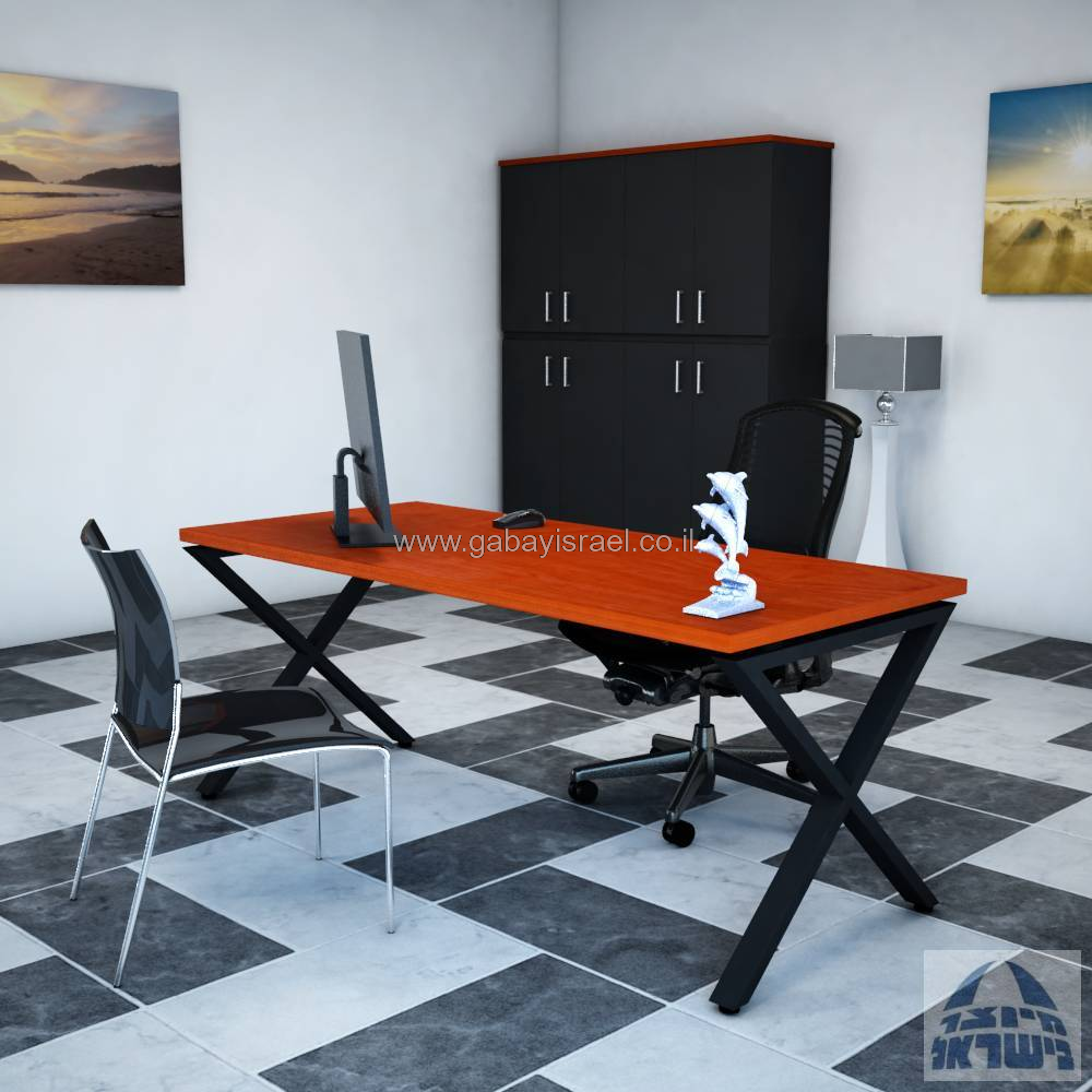 שולחן כתיבה משרדי דגם EXTRA ללא מיסתור רגל בצבע שחור