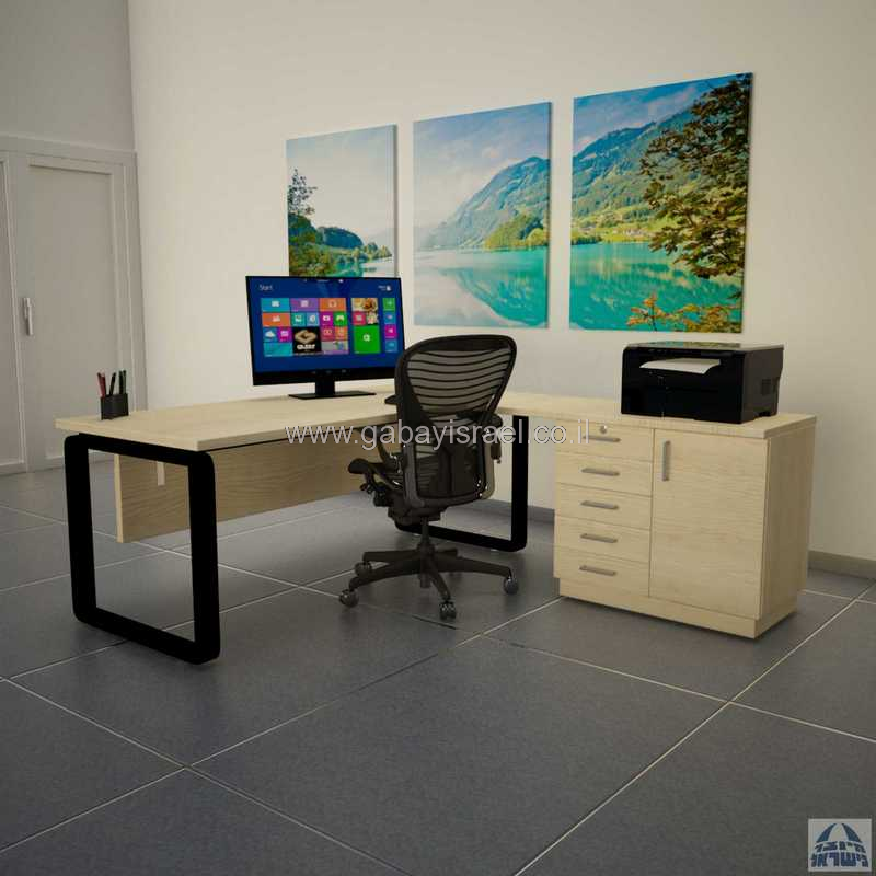 שולחן כתיבה משרדי דגם Rondo עם שלוחת מגירות ודלת 