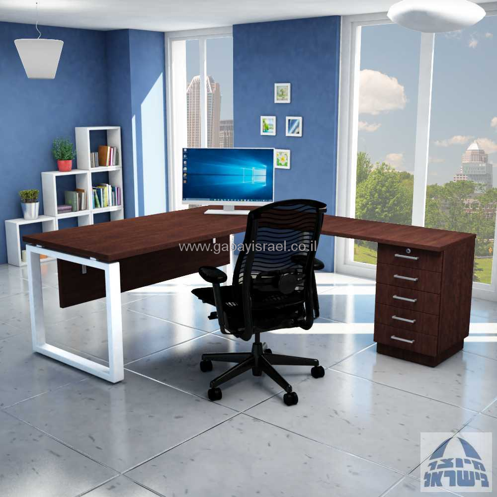 שולחן כתיבה פינתי  WINDOW כולל מגירות ומסתור עץ