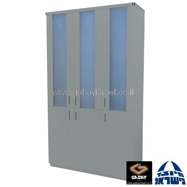 ארון ויטרינה דגם טופז - 205X120 בצבע אפור