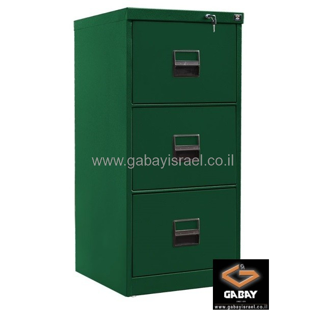 כוננית מתכת לבנה עם 3 מגירות לתליית תיקי סופר פייל