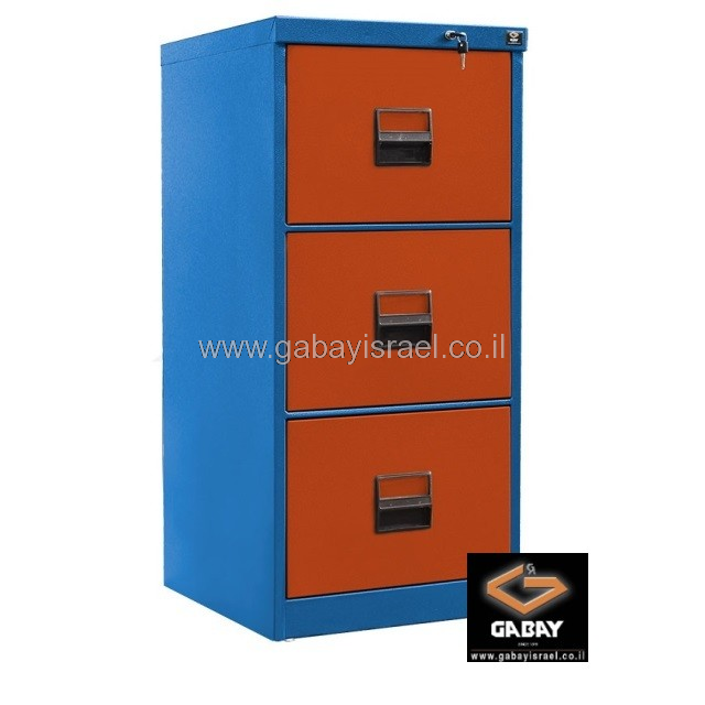 כוננית מתכת לבנה עם 3 מגירות לתליית תיקי סופר פייל