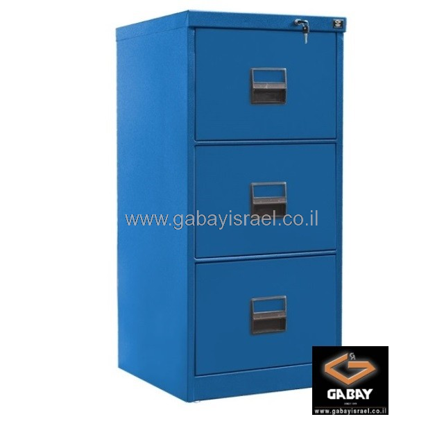 כוננית מתכת לבנה עם 3 מגירות לתליית תיקי סופר פייל