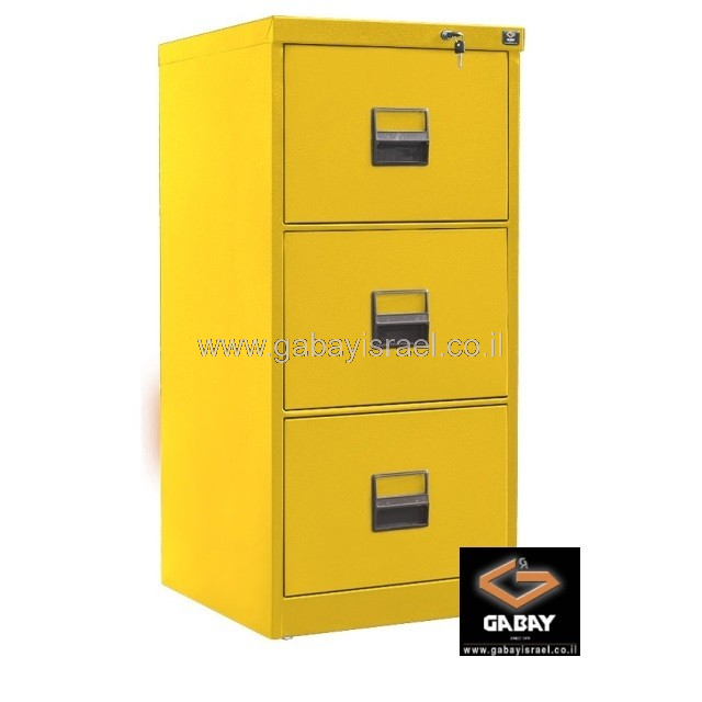 כוננית מתכת לבנה עם 3 מגירות לתליית תיקי סופר פייל