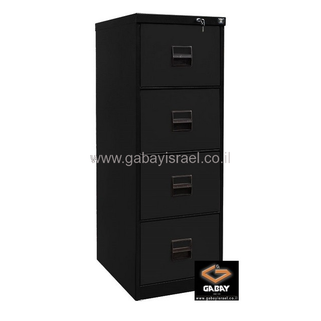 כוננית מתכת 4 מגירות לתיקי משרד תלויים בצבע חום בז'