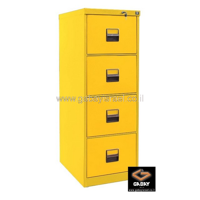 כוננית מתכת 4 מגירות לתיקי משרד תלויים בצבע חום בז'