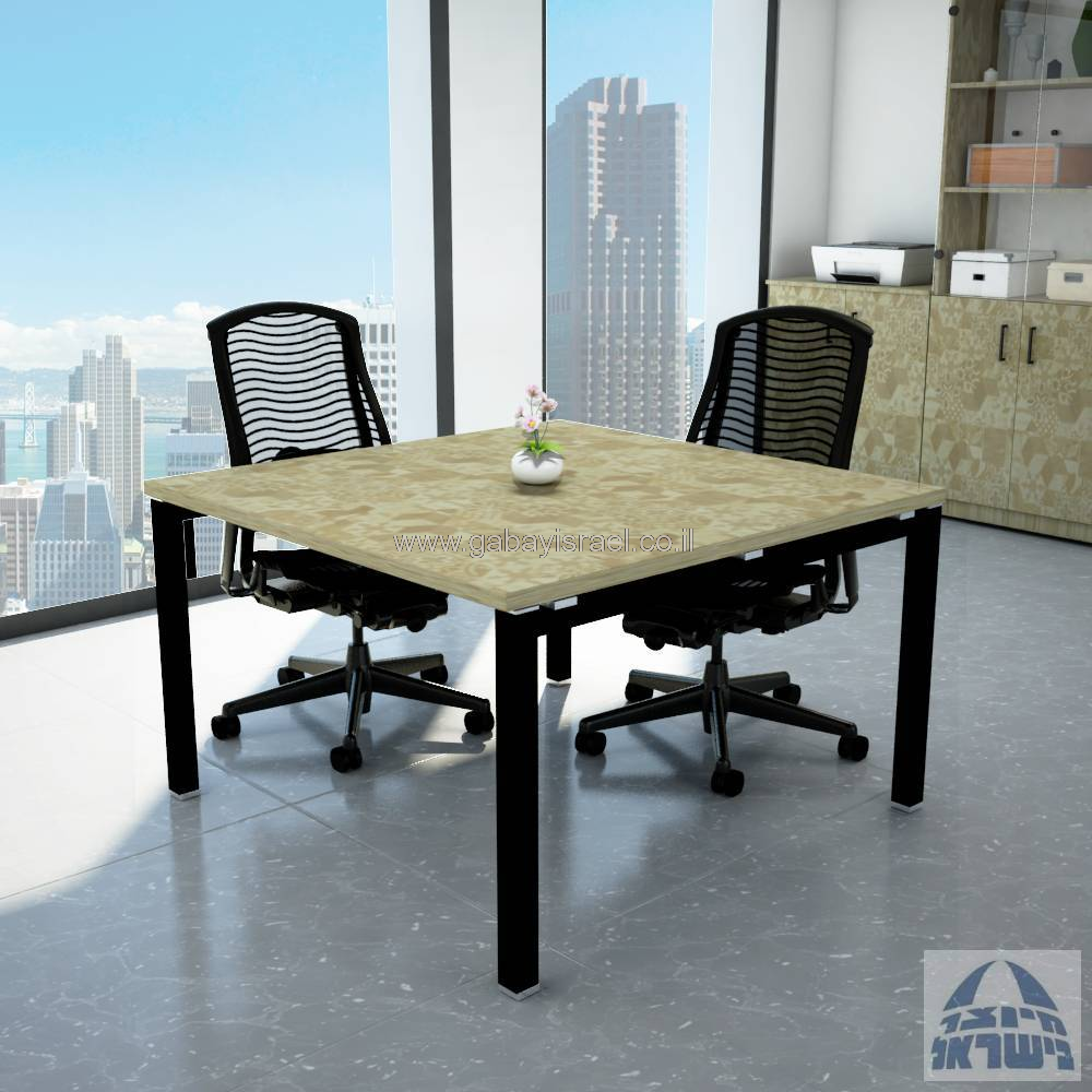 ROTEM - שולחן ישיבות יוקרתי רגל כסופה -  בגודל 120X120 ס''מ