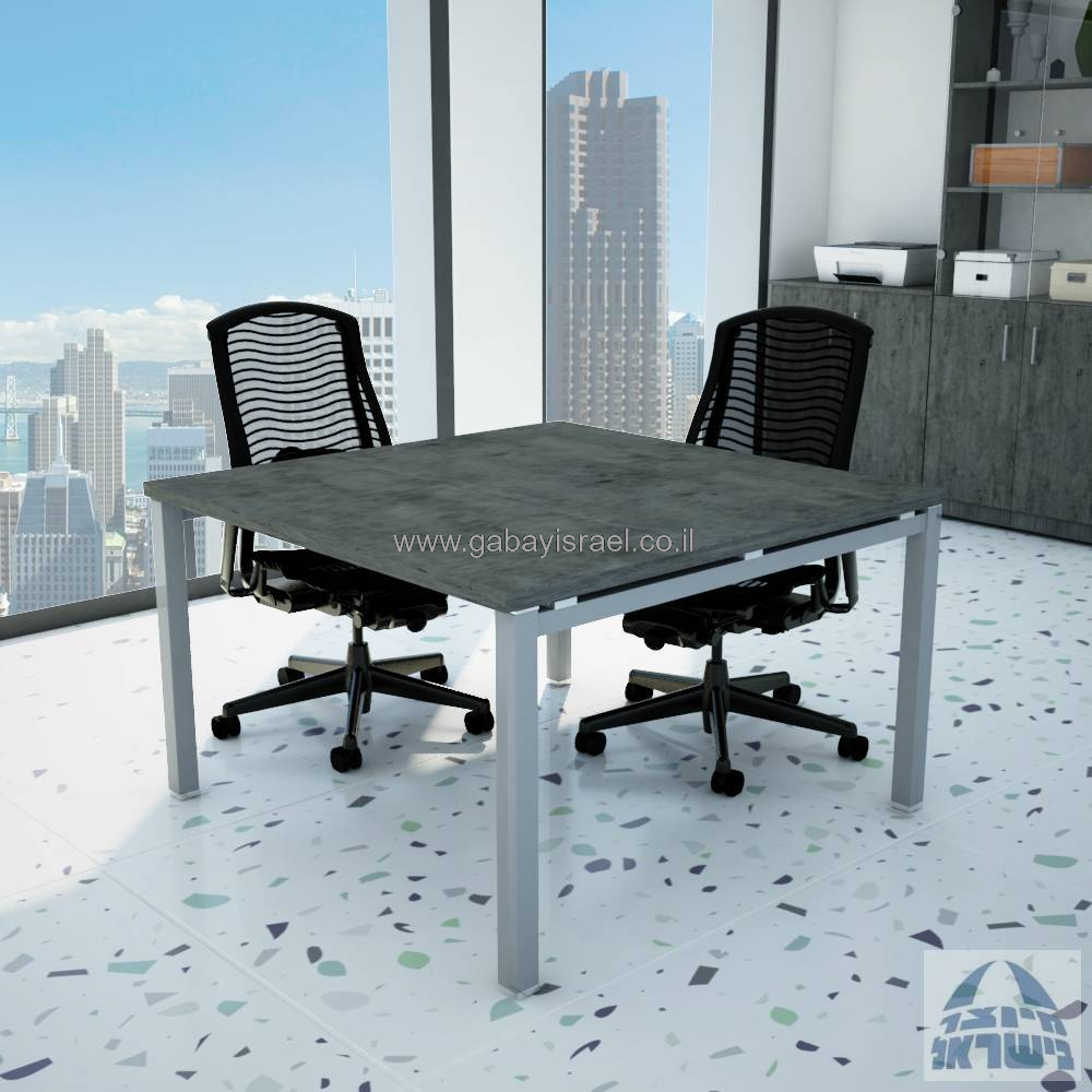 ROTEM - שולחן ישיבות יוקרתי רגל כסופה -  בגודל 120X120 ס''מ