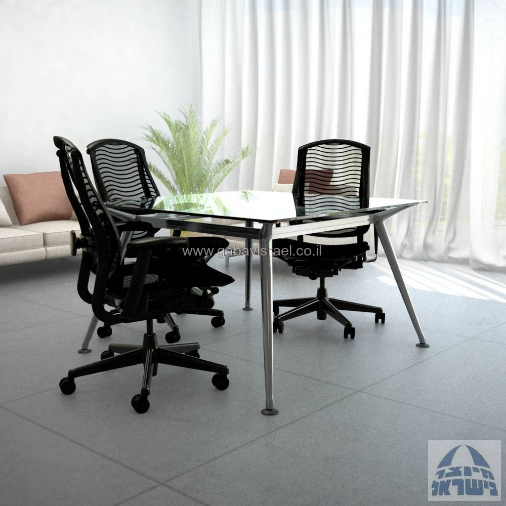 שולחן ישיבות יוקרתי זכוכית לבנה מרובעת דגם SPIDER  רגל כסופה