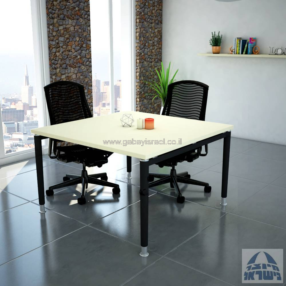 TOMER - שולחן ישיבות יוקרתי רגל כסופה -  בגודל 120X120 ס''מ