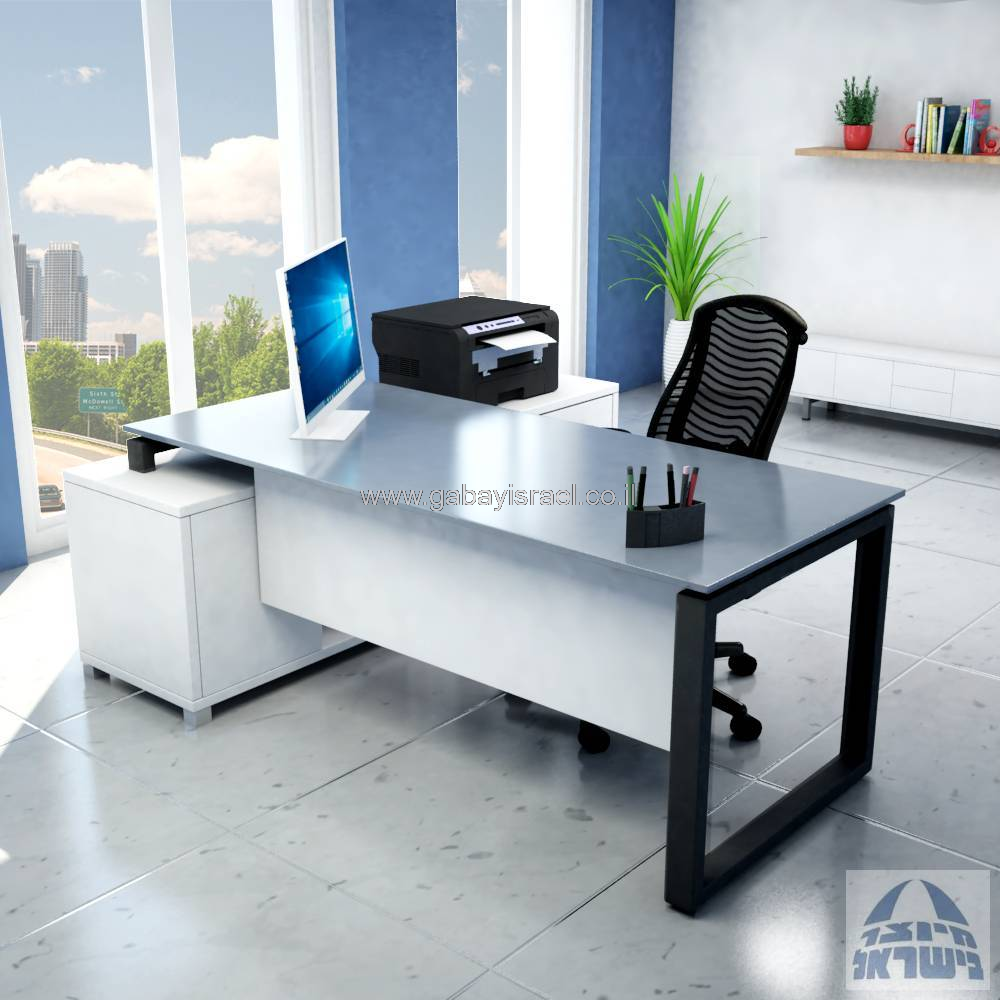 מערכת מנהלים יוקרתית זכוכית אפורה דגם Window רגל כסופה