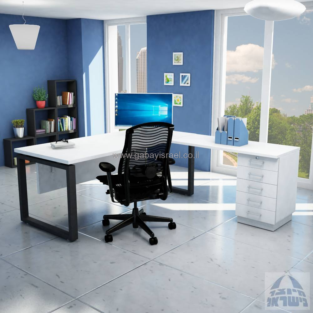 שולחן כתיבה פינתי  WINDOW כולל מגירות ומסתור עץ